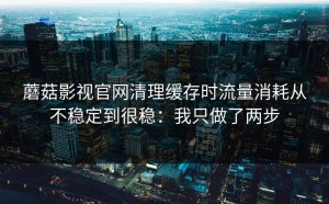蘑菇影视官网清理缓存时流量消耗从不稳定到很稳：我只做了两步