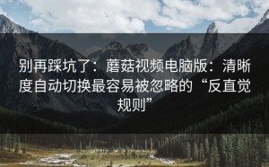 别再踩坑了：蘑菇视频电脑版：清晰度自动切换最容易被忽略的“反直觉规则”