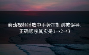 蘑菇视频播放中手势控制别被误导：正确顺序其实是1→2→3