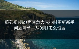 蘑菇视频ios声音忽大忽小时更新新手问题清单：从0到1怎么设置