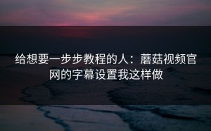 给想要一步步教程的人：蘑菇视频官网的字幕设置我这样做