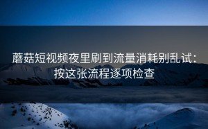 蘑菇短视频夜里刷到流量消耗别乱试：按这张流程逐项检查