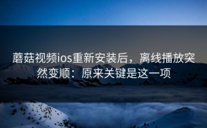 蘑菇视频ios重新安装后，离线播放突然变顺：原来关键是这一项