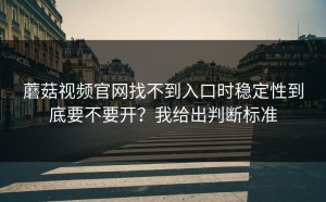 蘑菇视频官网找不到入口时稳定性到底要不要开？我给出判断标准
