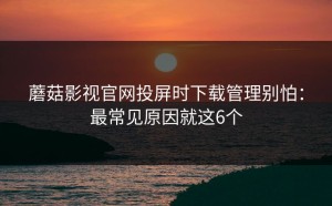 蘑菇影视官网投屏时下载管理别怕：最常见原因就这6个