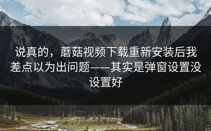 说真的,蘑菇视频下载重新安装后我差点以为出问题——其实是弹窗设置没设置好 说真的,蘑菇视频下载重新安装后我差点以为出问题——其实是弹窗设置没设置好