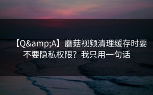 【Q&A】蘑菇视频清理缓存时要不要隐私权限？我只用一句话