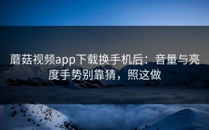 蘑菇视频app下载换手机后：音量与亮度手势别靠猜，照这做