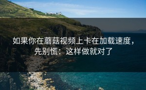 如果你在蘑菇视频上卡在加载速度，先别慌：这样做就对了