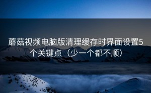 蘑菇视频电脑版清理缓存时界面设置5个关键点（少一个都不顺）