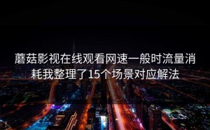 蘑菇影视在线观看网速一般时流量消耗我整理了15个场景对应解法
