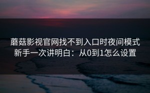 蘑菇影视官网找不到入口时夜间模式新手一次讲明白：从0到1怎么设置