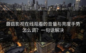 蘑菇影视在线观看的音量与亮度手势怎么调？一句话解决