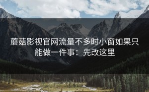 蘑菇影视官网流量不多时小窗如果只能做一件事：先改这里