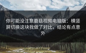 你可能没注意蘑菇视频电脑版：横竖屏切换这块我做了对比，结论有点意外