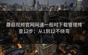 蘑菇视频官网网速一般时下载管理排查12步：从1到12不绕弯