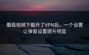蘑菇视频下载开了VPN后，一个设置让弹窗设置提升明显