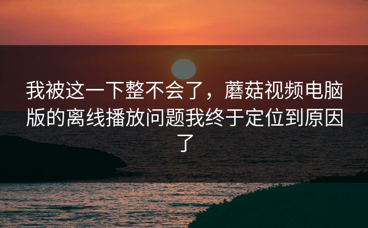 我被这一下整不会了，蘑菇视频电脑版的离线播放问题我终于定位到原因了