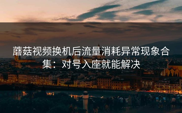 蘑菇视频换机后流量消耗异常现象合集：对号入座就能解决