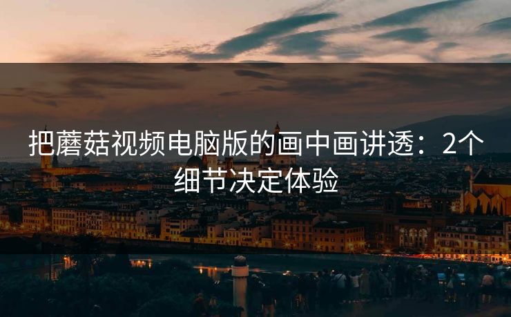 把蘑菇视频电脑版的画中画讲透：2个细节决定体验