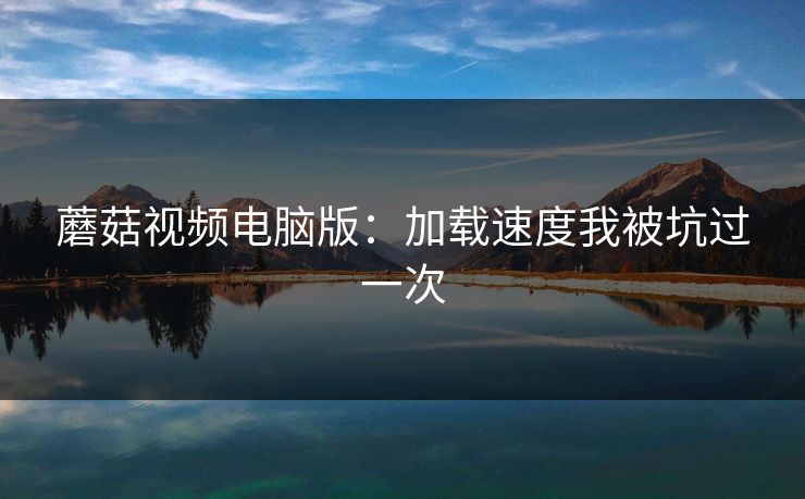 蘑菇视频电脑版：加载速度我被坑过一次
