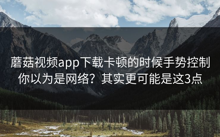 蘑菇视频app下载卡顿的时候手势控制你以为是网络？其实更可能是这3点