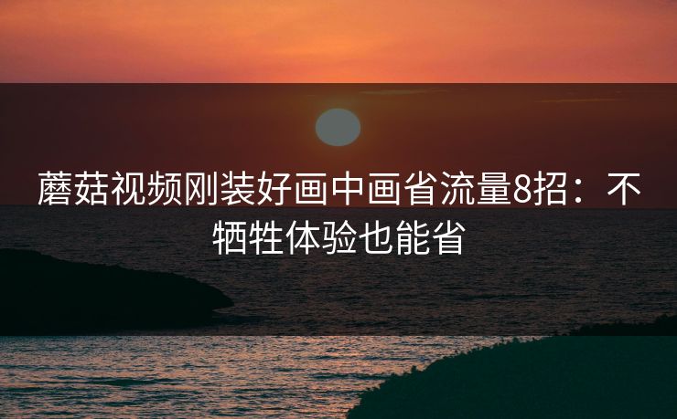 蘑菇视频刚装好画中画省流量8招:不牺牲体验也能省 蘑菇视频刚装好画中画省流量8招:不牺牲体验也能省